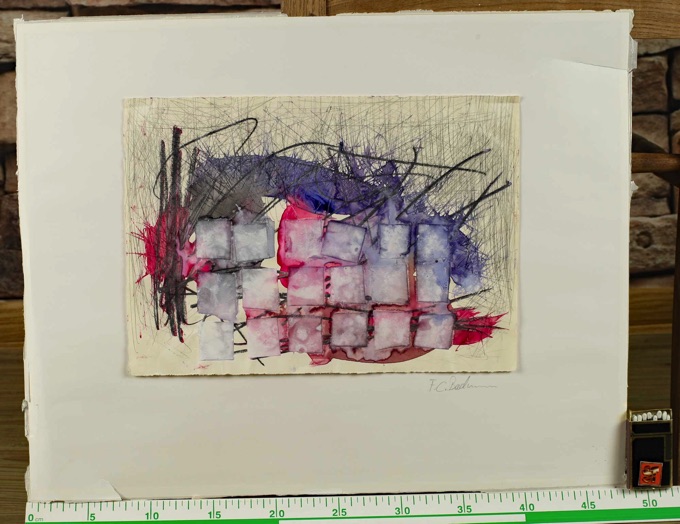  Friederike Caroline Bachmann *1961 Aquarell abstrakte Komposition Malerei 30x22